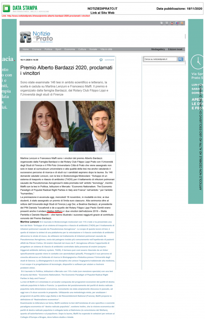 Notizie di Prato 18.11.20